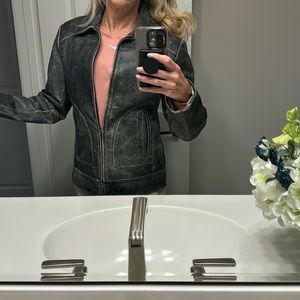 Womens Distressed leather jacket by Reilly Olmes size medium